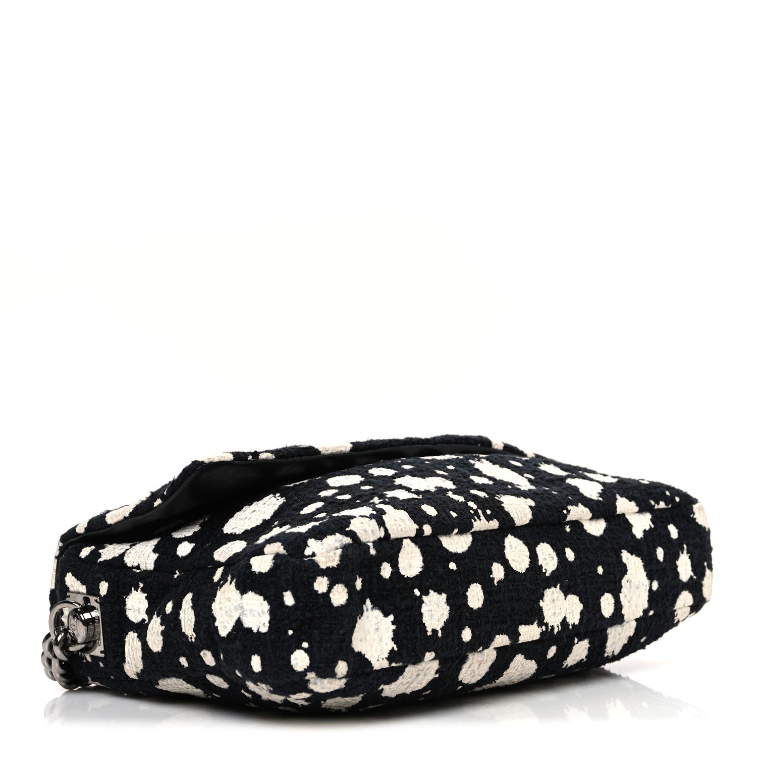 Chanel Tweed Paint Splatter Print Flap Black White