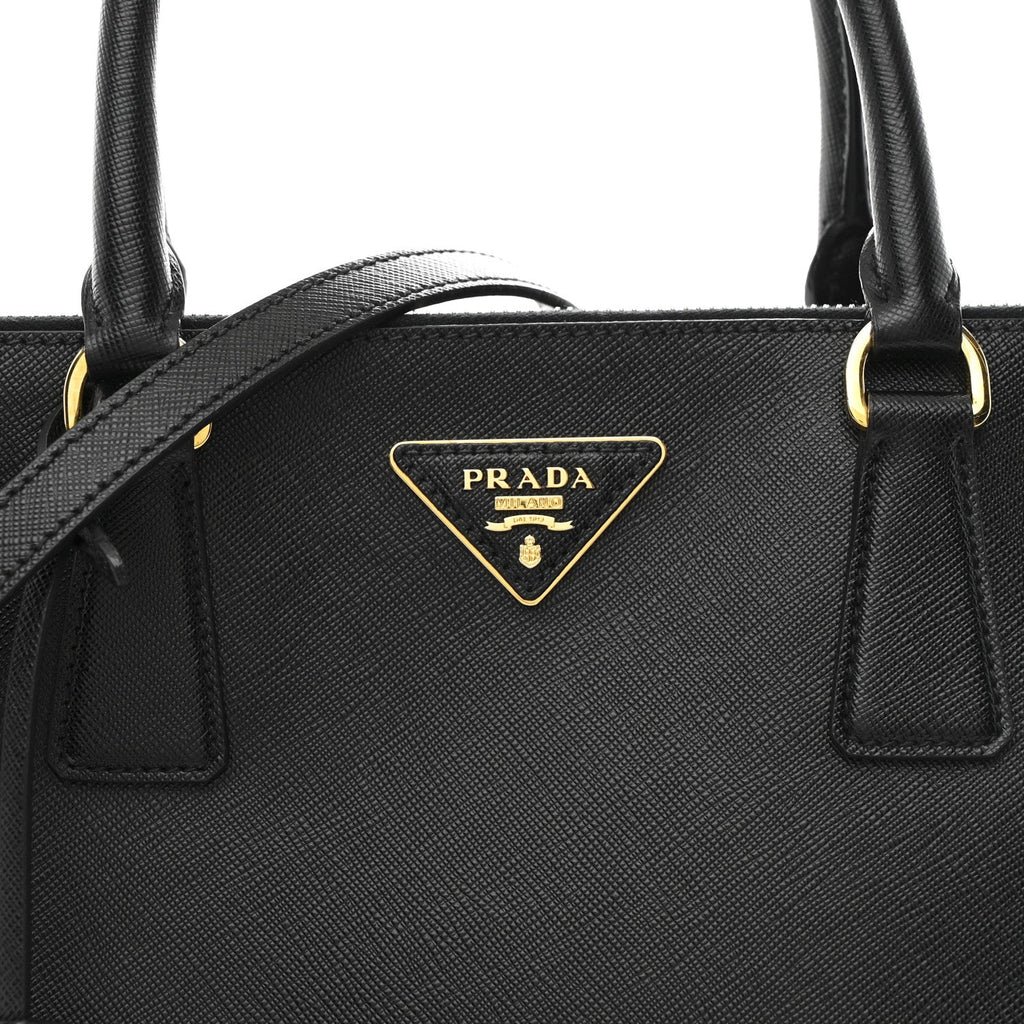 Prada Saffiano Lux Medium Galleria Double Zip Black Black