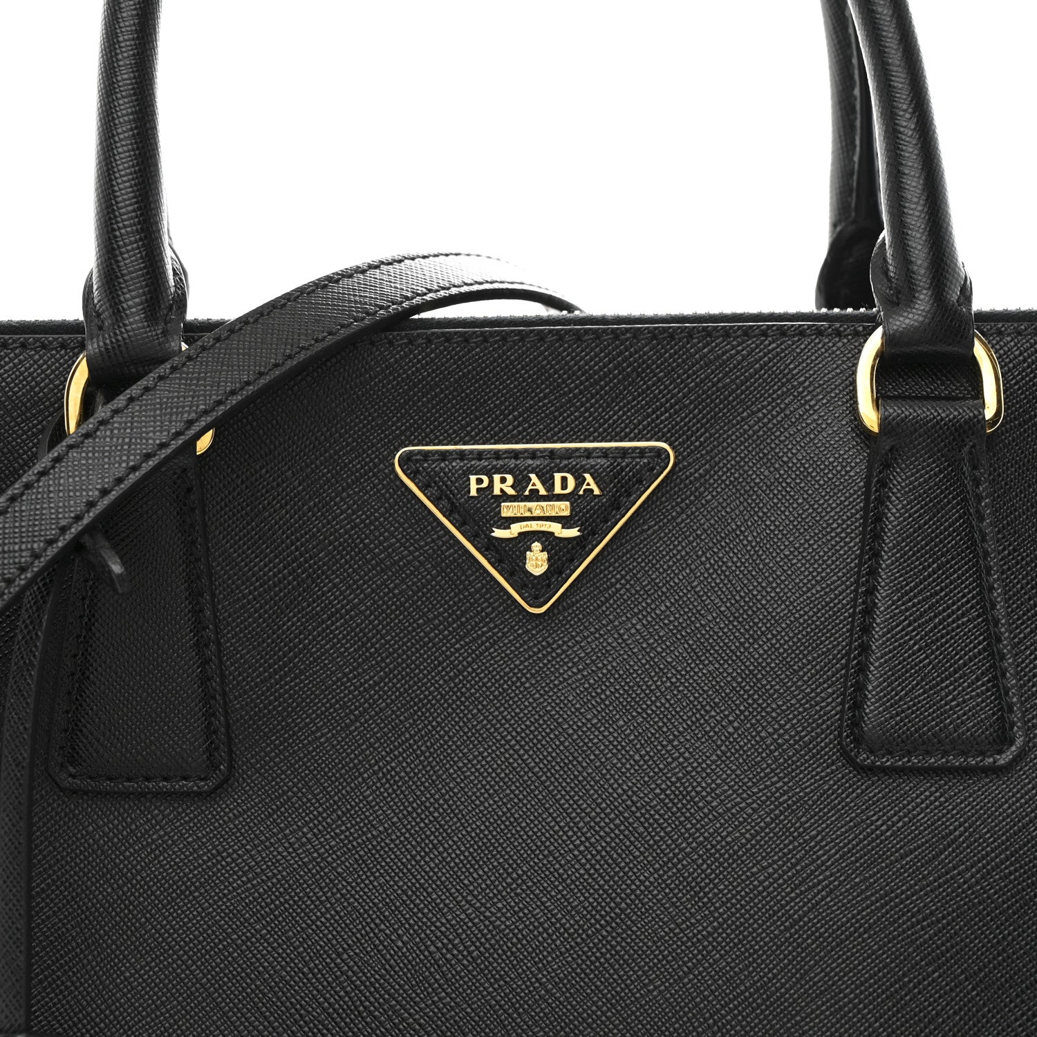 Prada Saffiano Lux Medium Galleria Double Zip Black Black