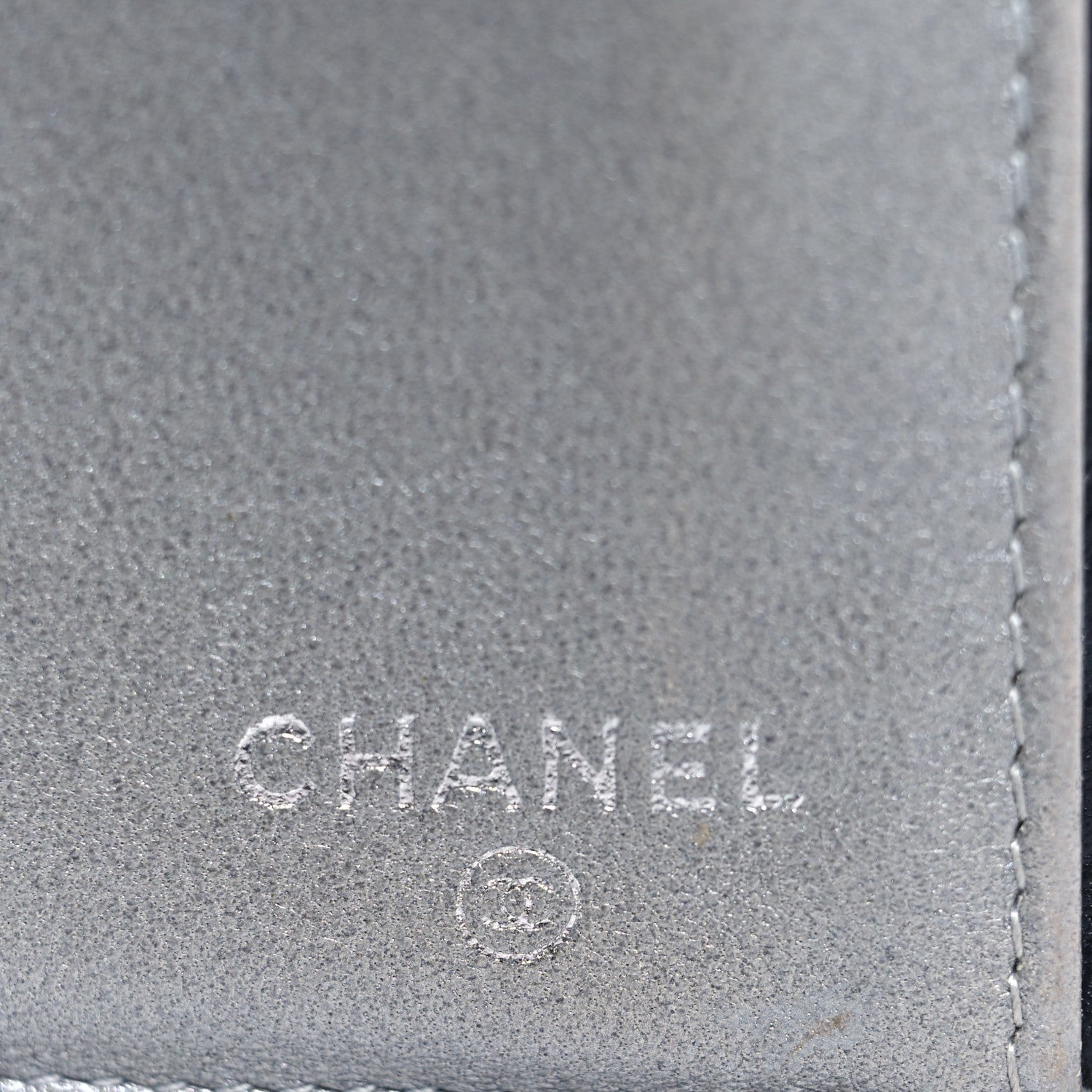 Lambskin Camellia Embossed Long Double Wallet Black