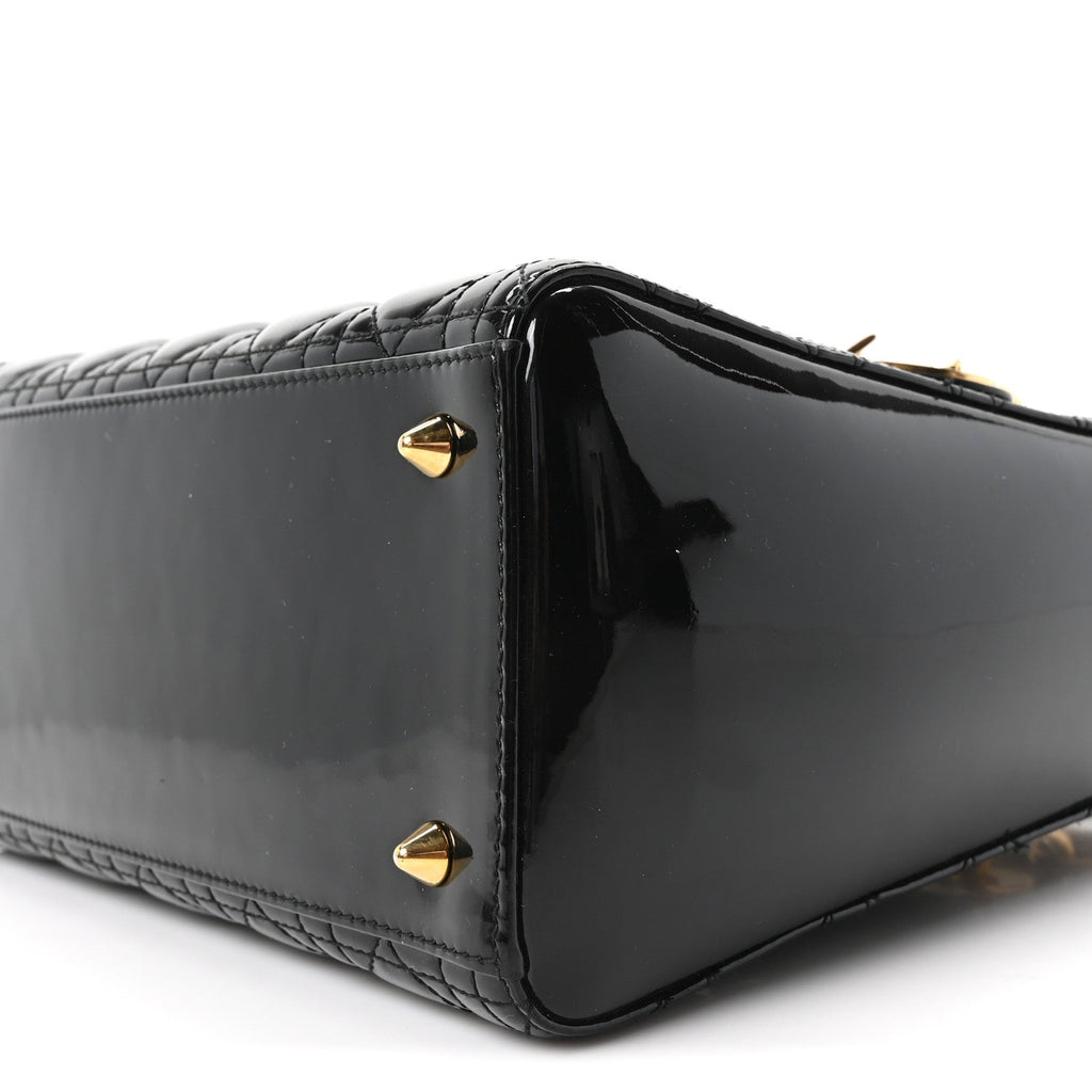 Christian Dior Patent Cannage Medium Lady Dior Black