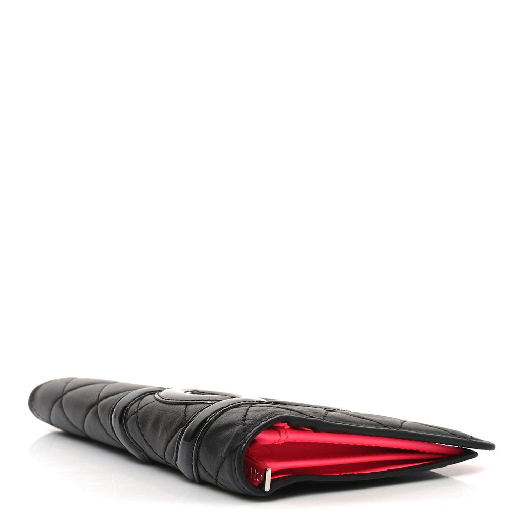 Calfskin Quilted Cambon Yen Wallet Black
