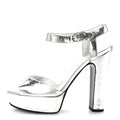 Metallic Laminated Calfskin CC Platform Sandals 40 Silver