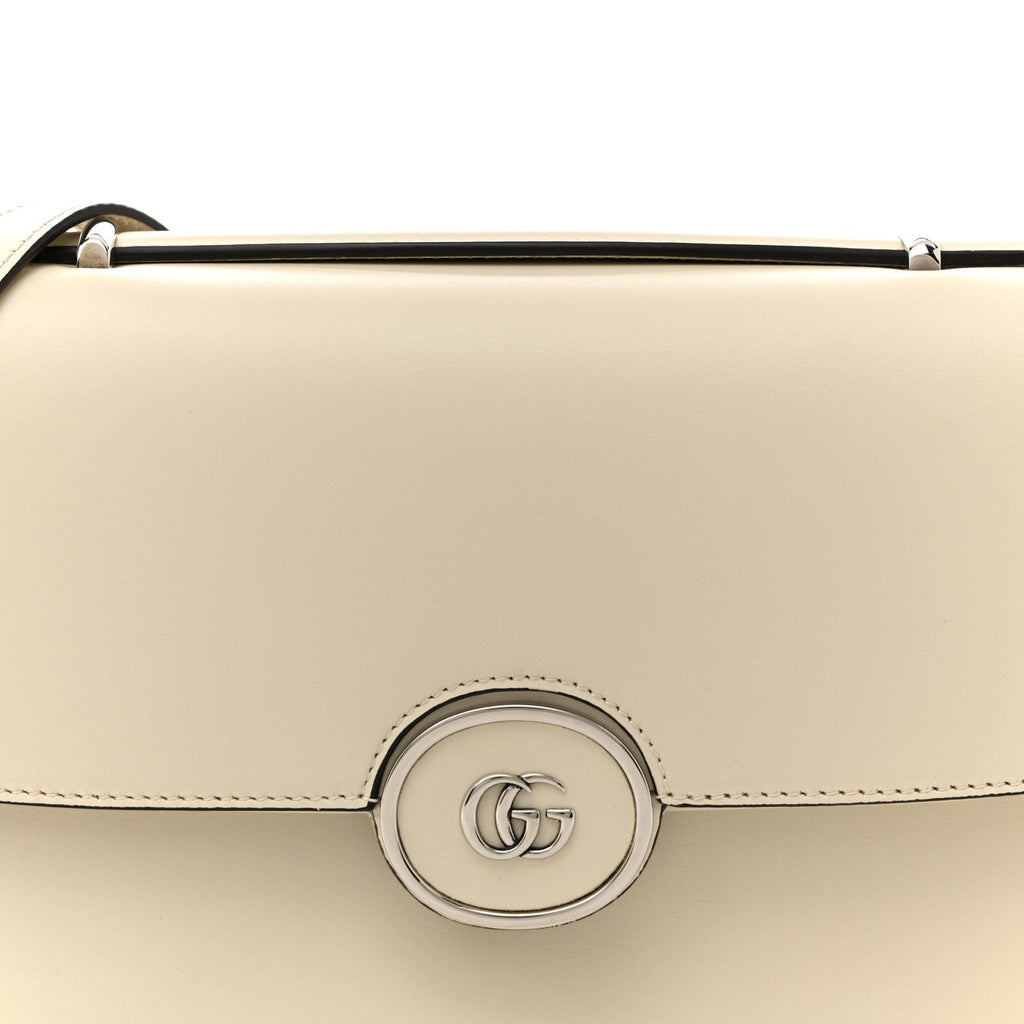 Gucci Senna Calfskin Petite GG Top Handle Shoulder Bag Mystic White