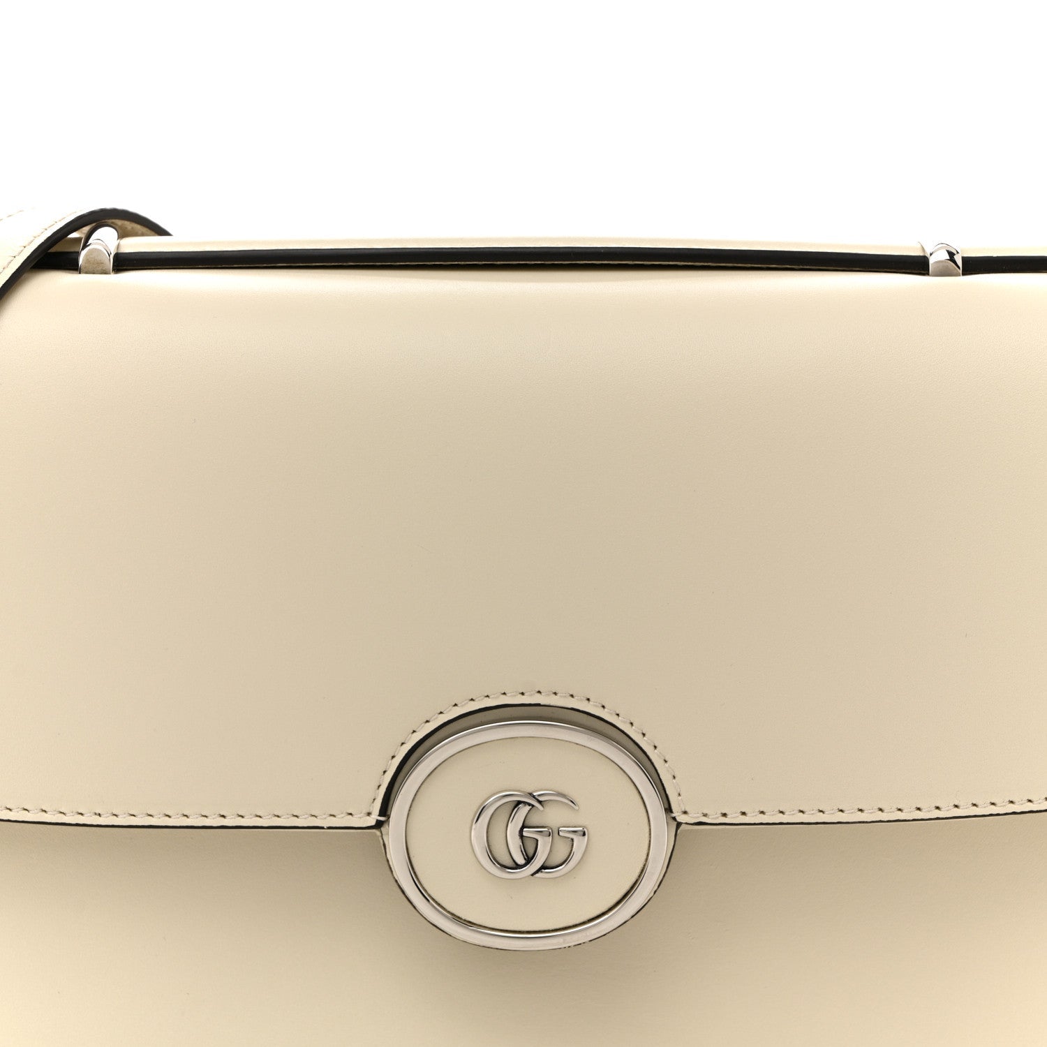 Gucci Senna Calfskin Petite GG Top Handle Shoulder Bag Mystic White