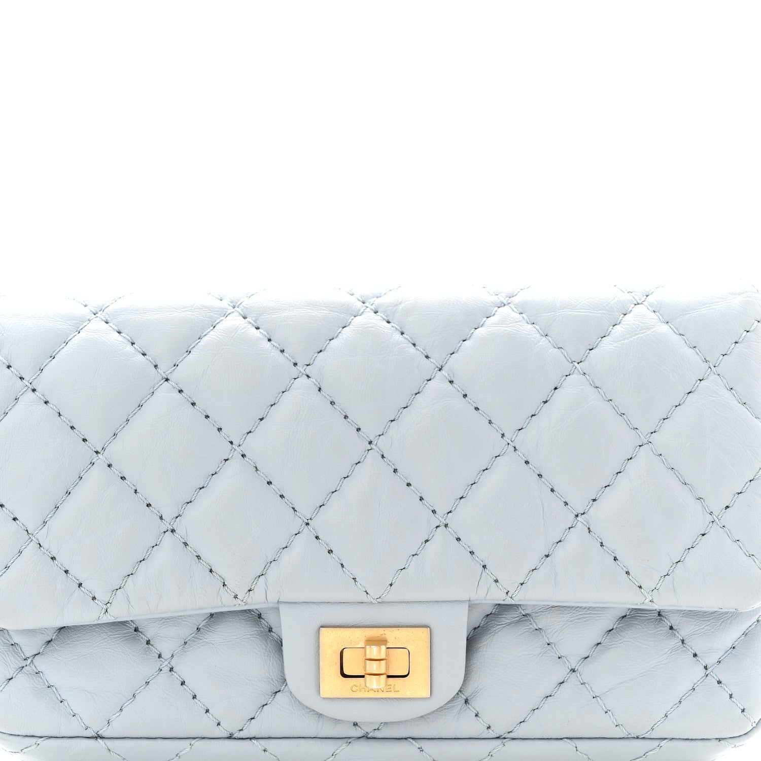 Chanel Aged Calfskin Quilted 2.55 Reissue Chain Waist Bag Light Blue