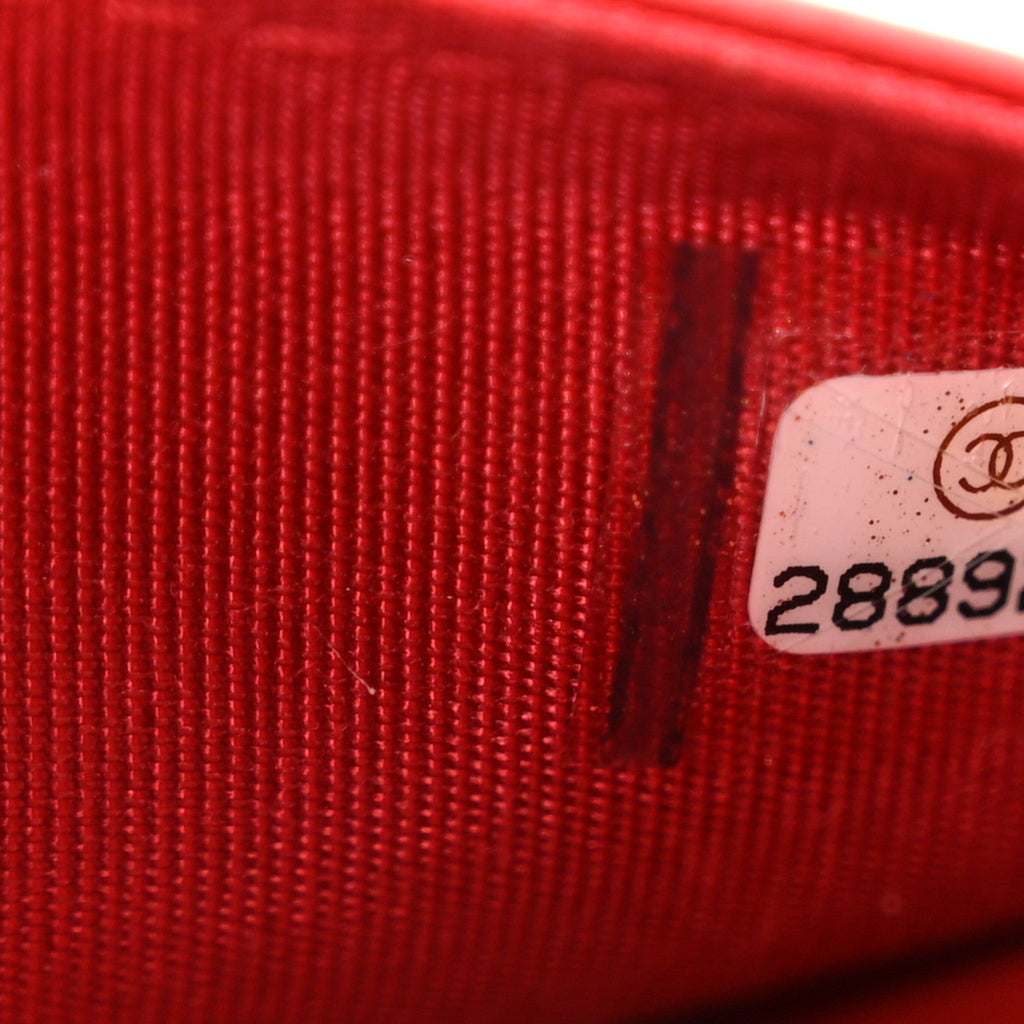 Chanel Caviar Quilted Boy Wallet On Chain WOC Red