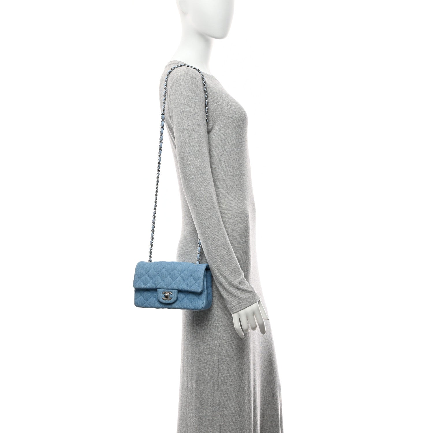 Chanel Denim Quilted Mini Rectangular Flap Blue