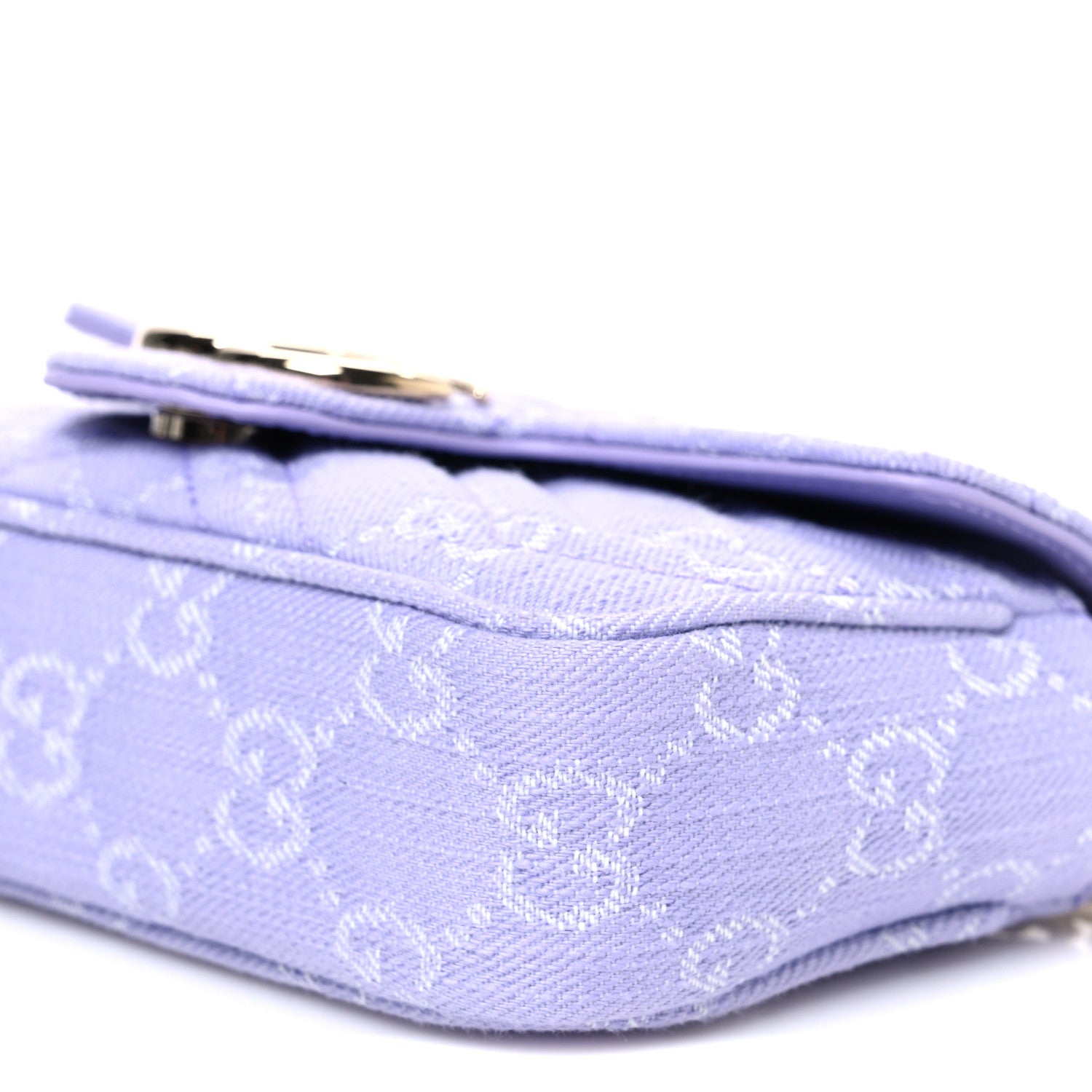 Gucci Denim GG Monogram Mini GG Marmont Shoulder Bag Light Purple