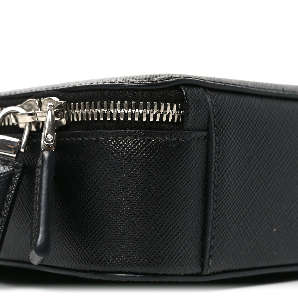 Prada Saffiano Travel Medium Brique Crossbody Bag Black