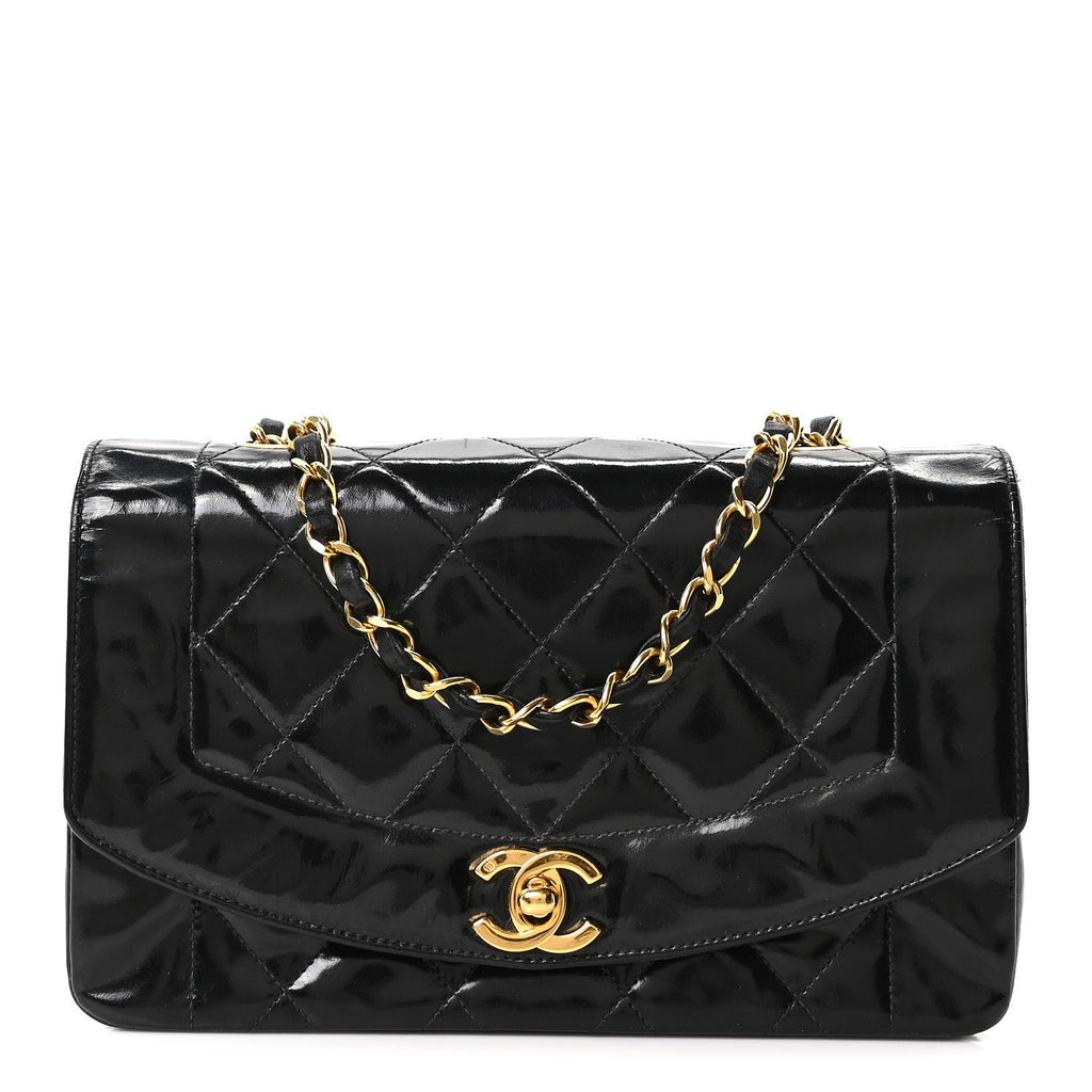 Chanel Patent Quilted Small Diana Flap Black
