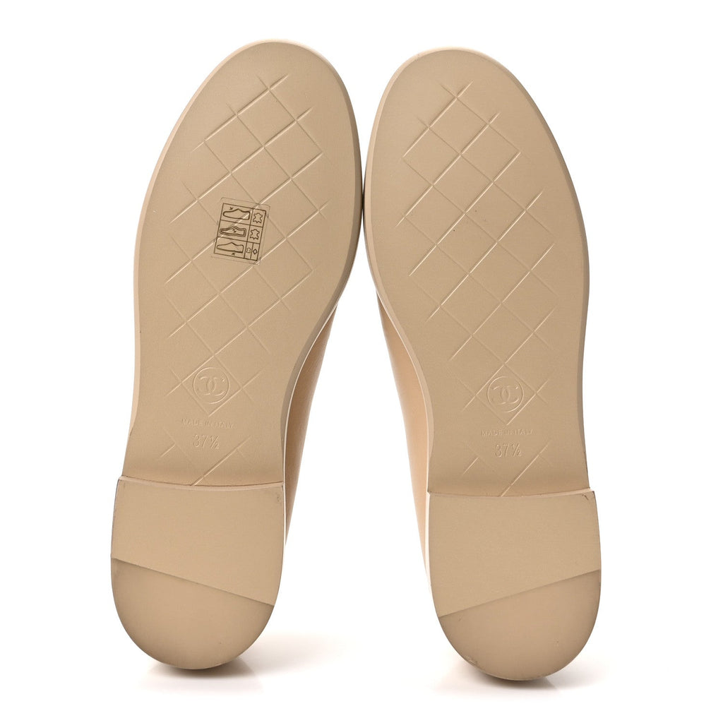 Lambskin Quilted CC Turnlock Loafers 37.5 Beige