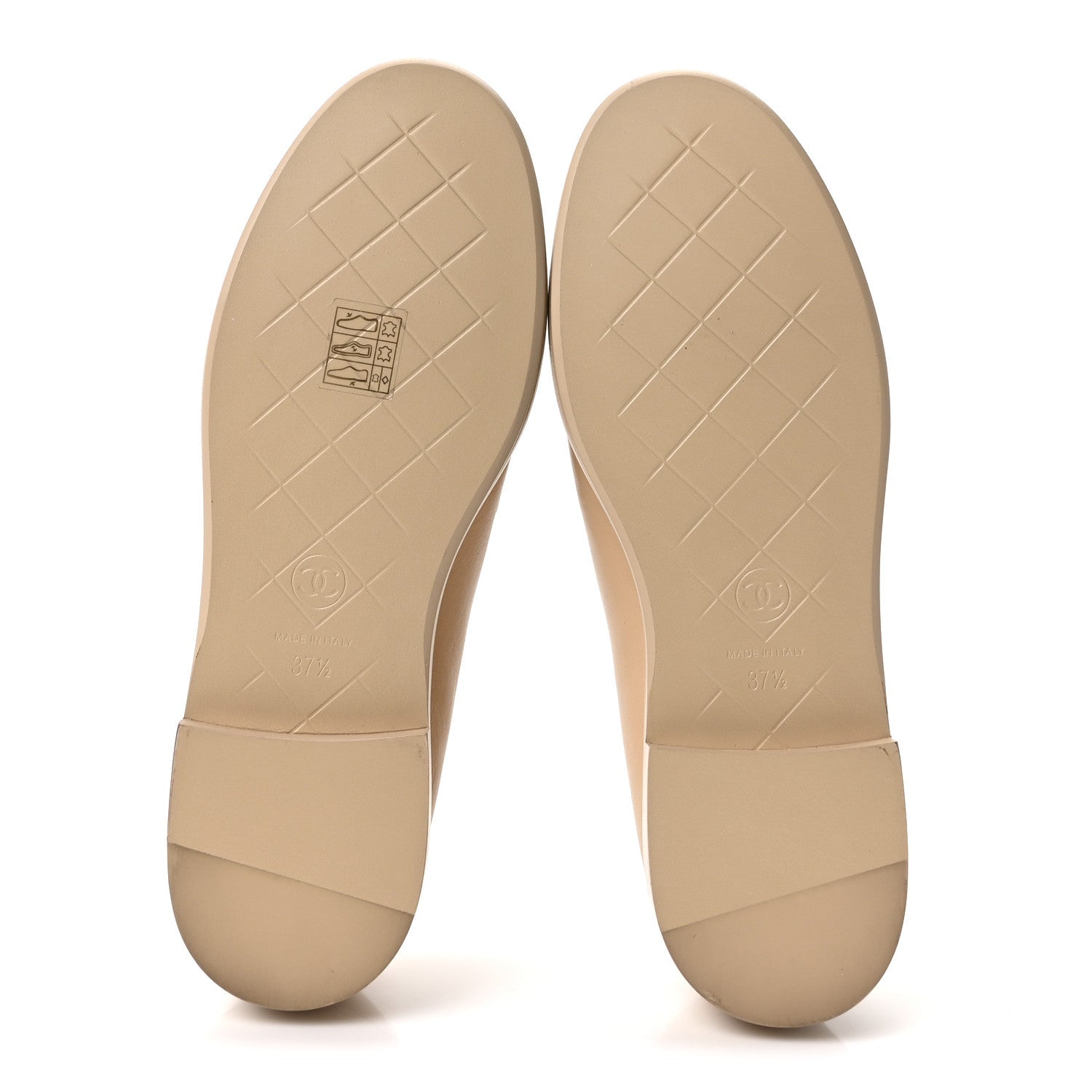 Lambskin Quilted CC Turnlock Loafers 37.5 Beige