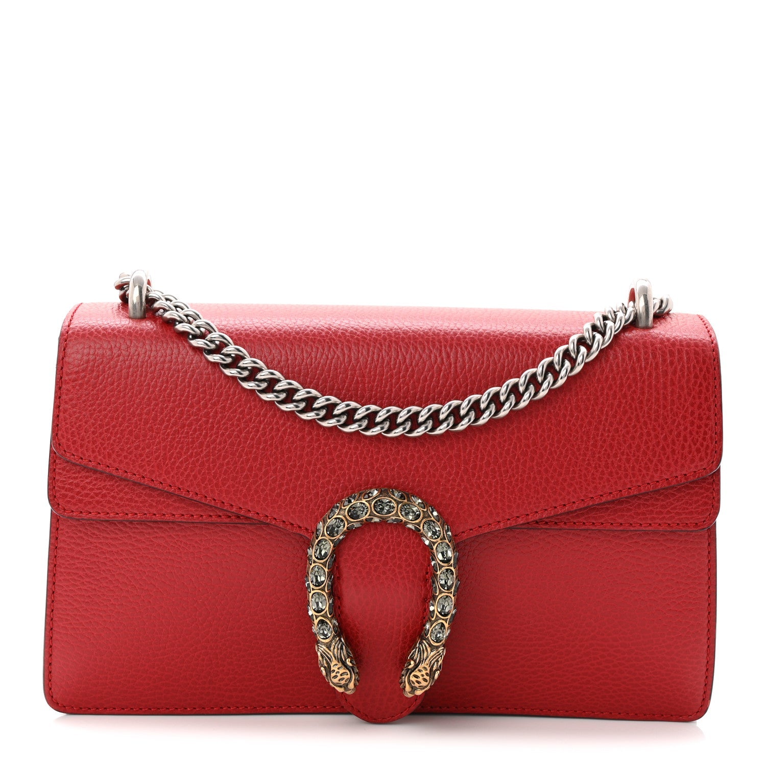 Gucci Dollar Calfskin Swarovski Crystal Small Dionysus Shoulder Bag Hibiscus Red