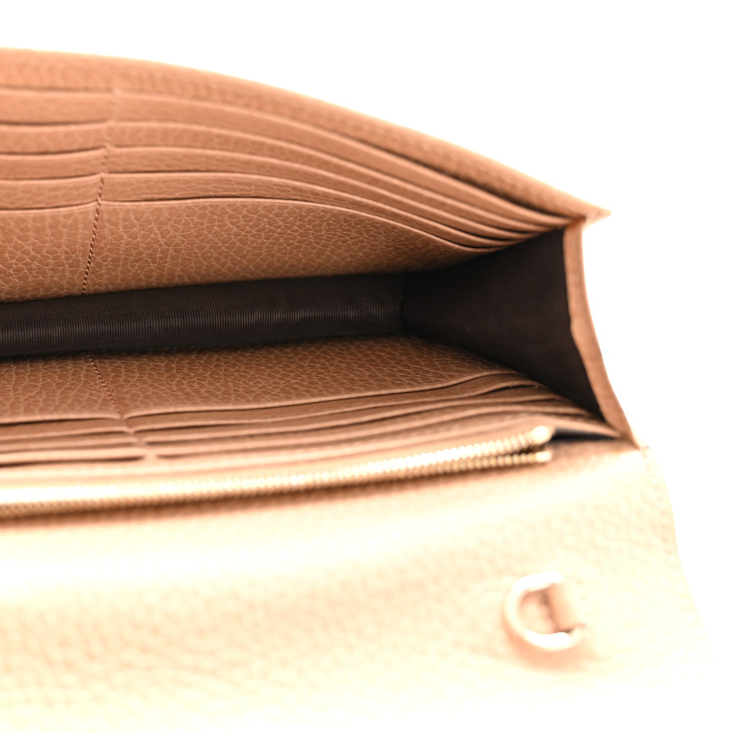 Gucci Dollar Calfskin Interlocking G Chain Wallet Camelia