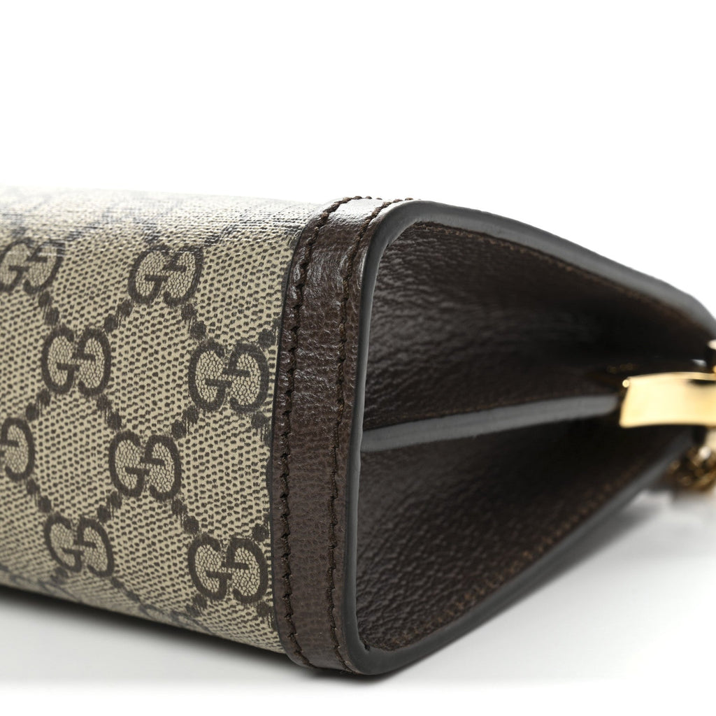 Gucci GG Supreme Monogram Web Small Ophidia Chain Shoulder Bag Brown