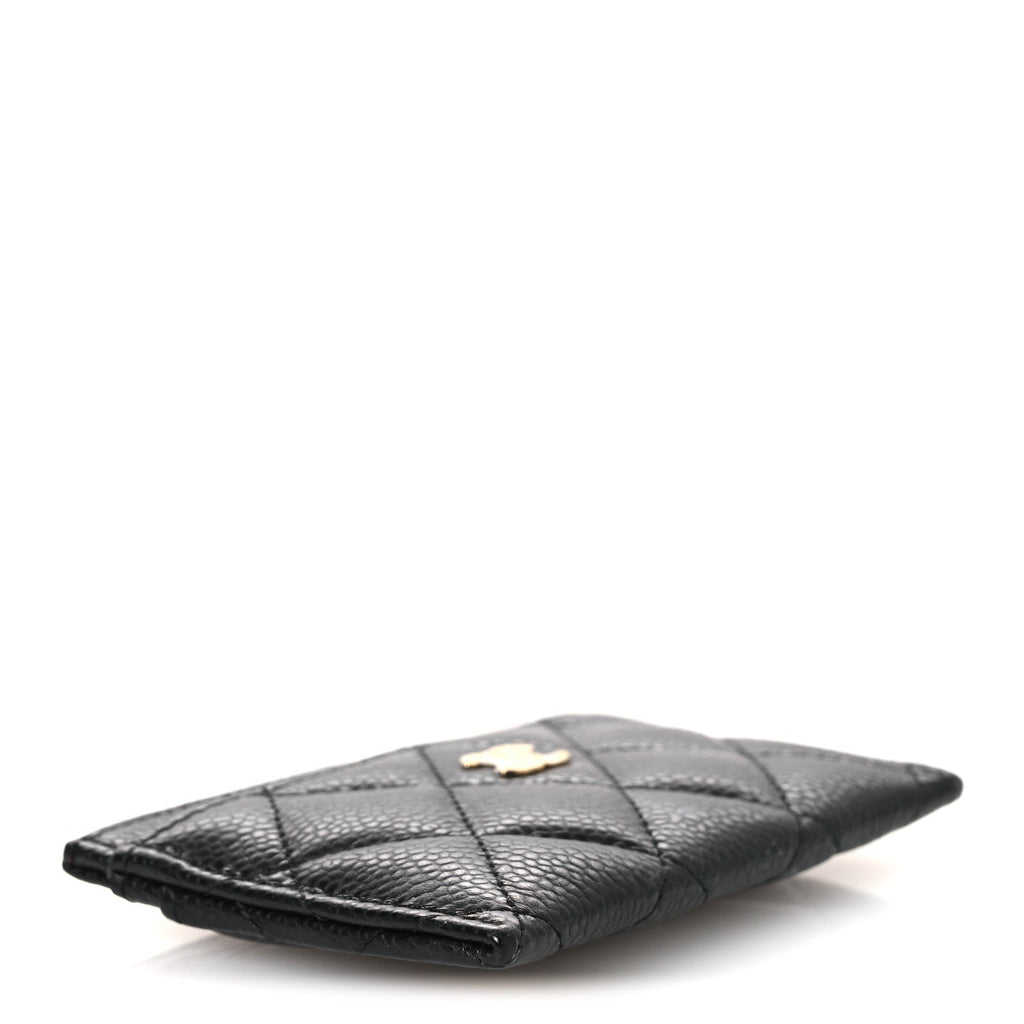 Caviar Quilted Card Holder Black