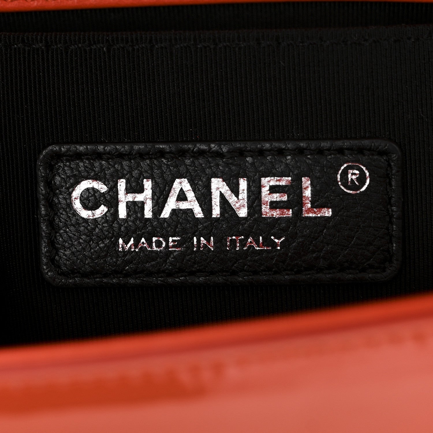 Chanel Patent Calfskin Quilted Small Plexiglass Boy Flap Orange
