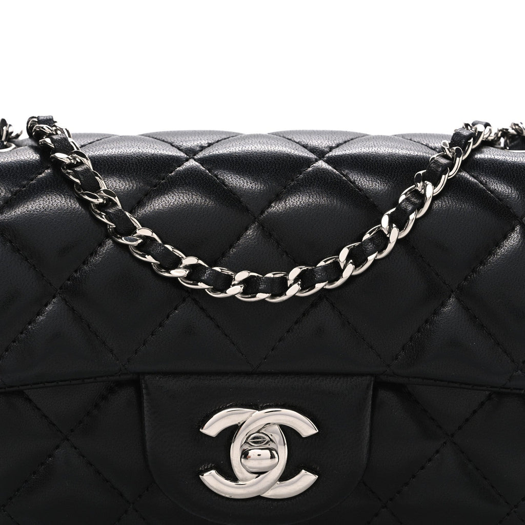 Chanel Lambskin Quilted Extra Mini Rectangular Flap Black