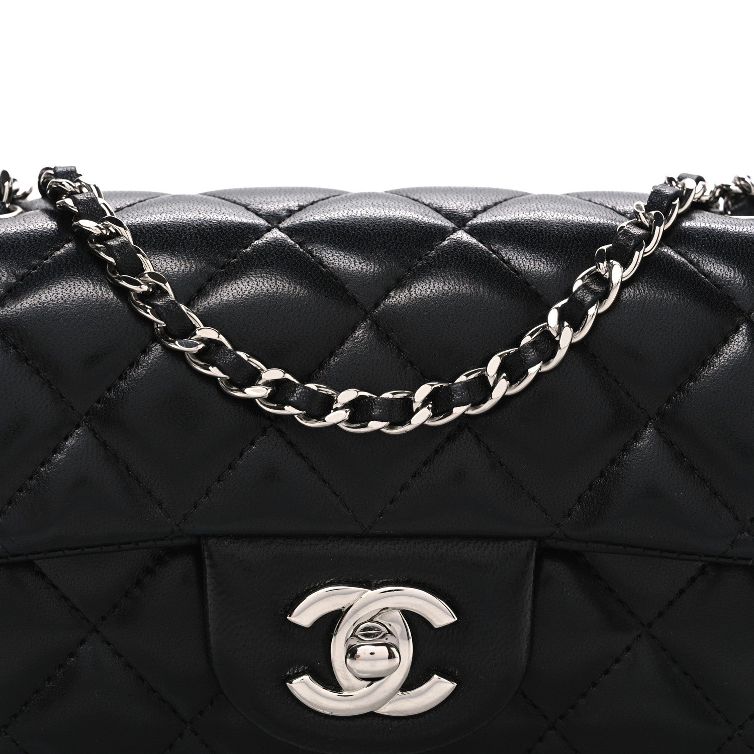 Chanel Lambskin Quilted Extra Mini Rectangular Flap Black