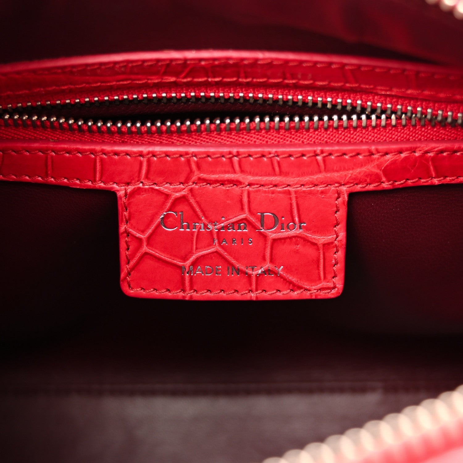 Christian Dior Alligator Medium Lady Dior Red