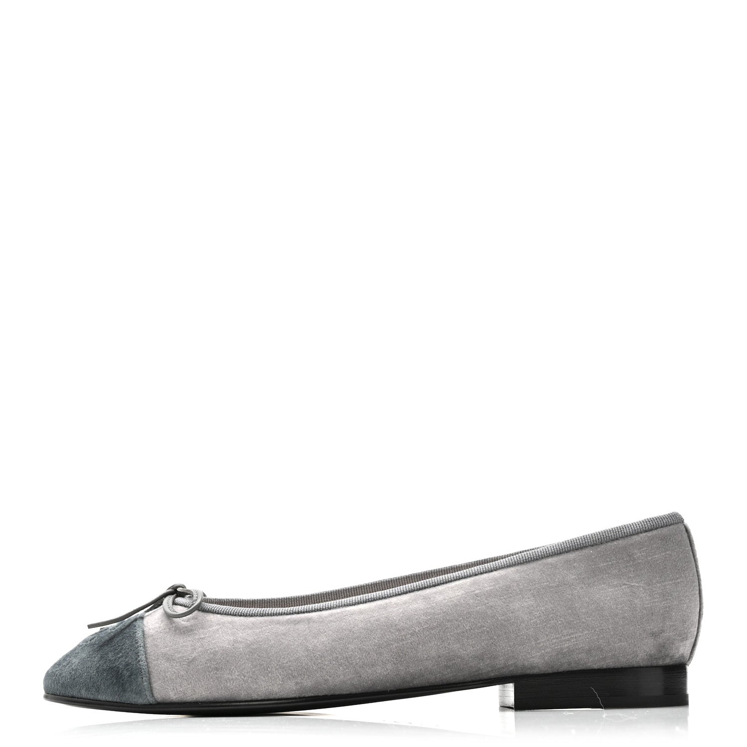Chanel Velvet Cap Toe Ballerina Flats 36.5 Grey Green