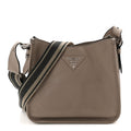 Prada Vitello Daino Soft Hobo Messenger Bag Argilla