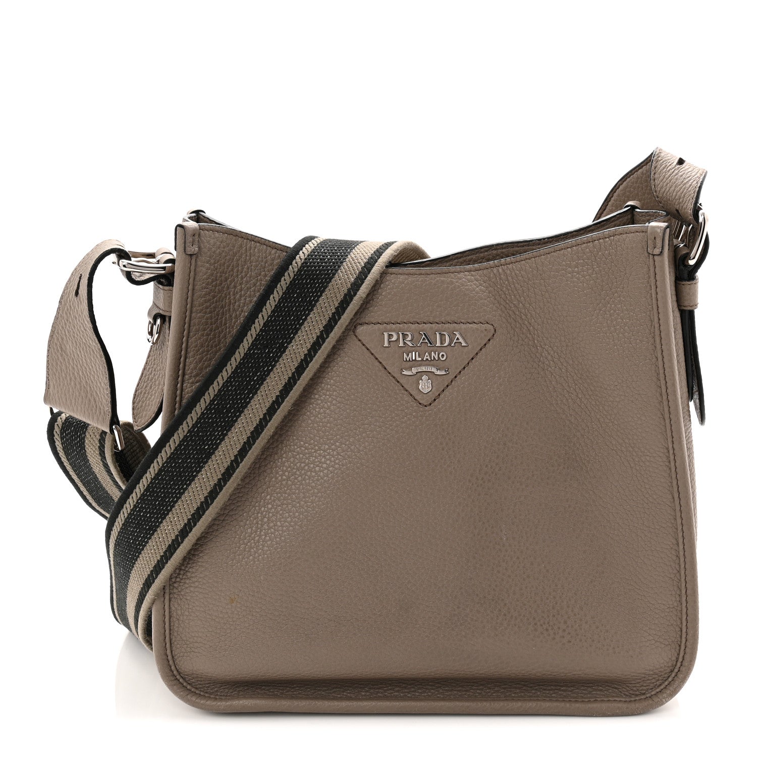 Prada Vitello Daino Soft Hobo Messenger Bag Argilla