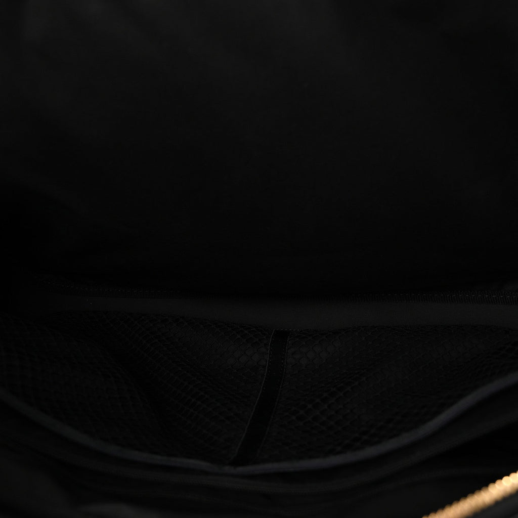 Chanel Shiny Grained Calfskin Quilted Travel Bowling Bag Black