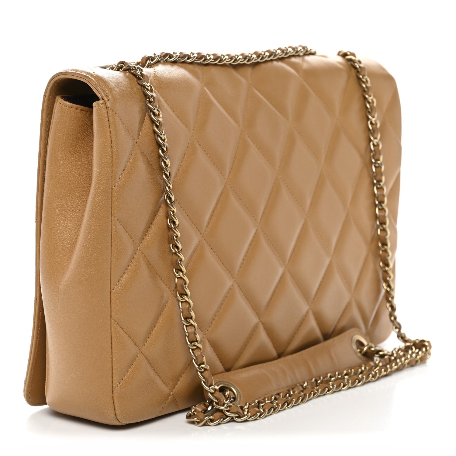 Chanel Lambskin Quilted Medium Diamond CC Flap Beige