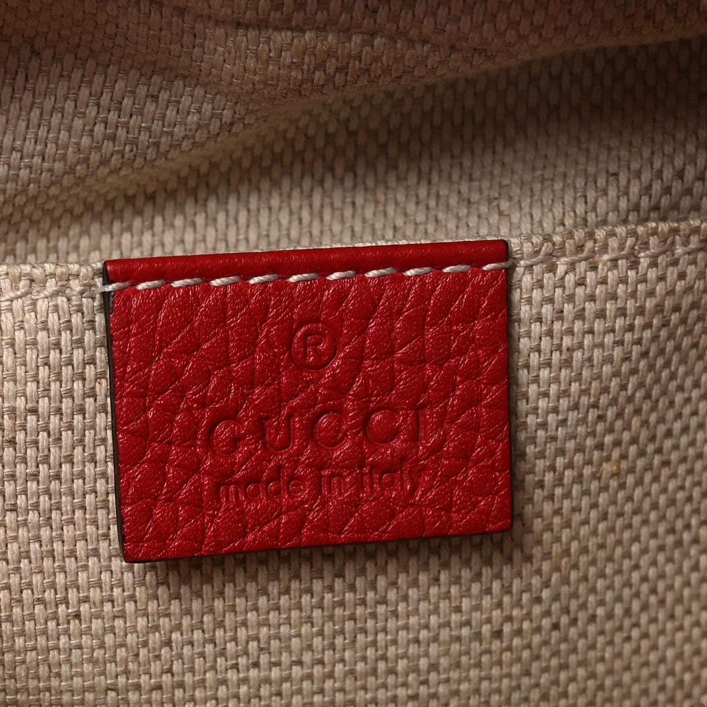 Gucci Pebbled Calfskin Small Soho Disco Bag Tabasco Red