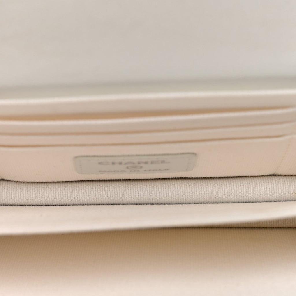 Chanel Lambskin Quilted Mini Pearl Wallet On Chain WOC White