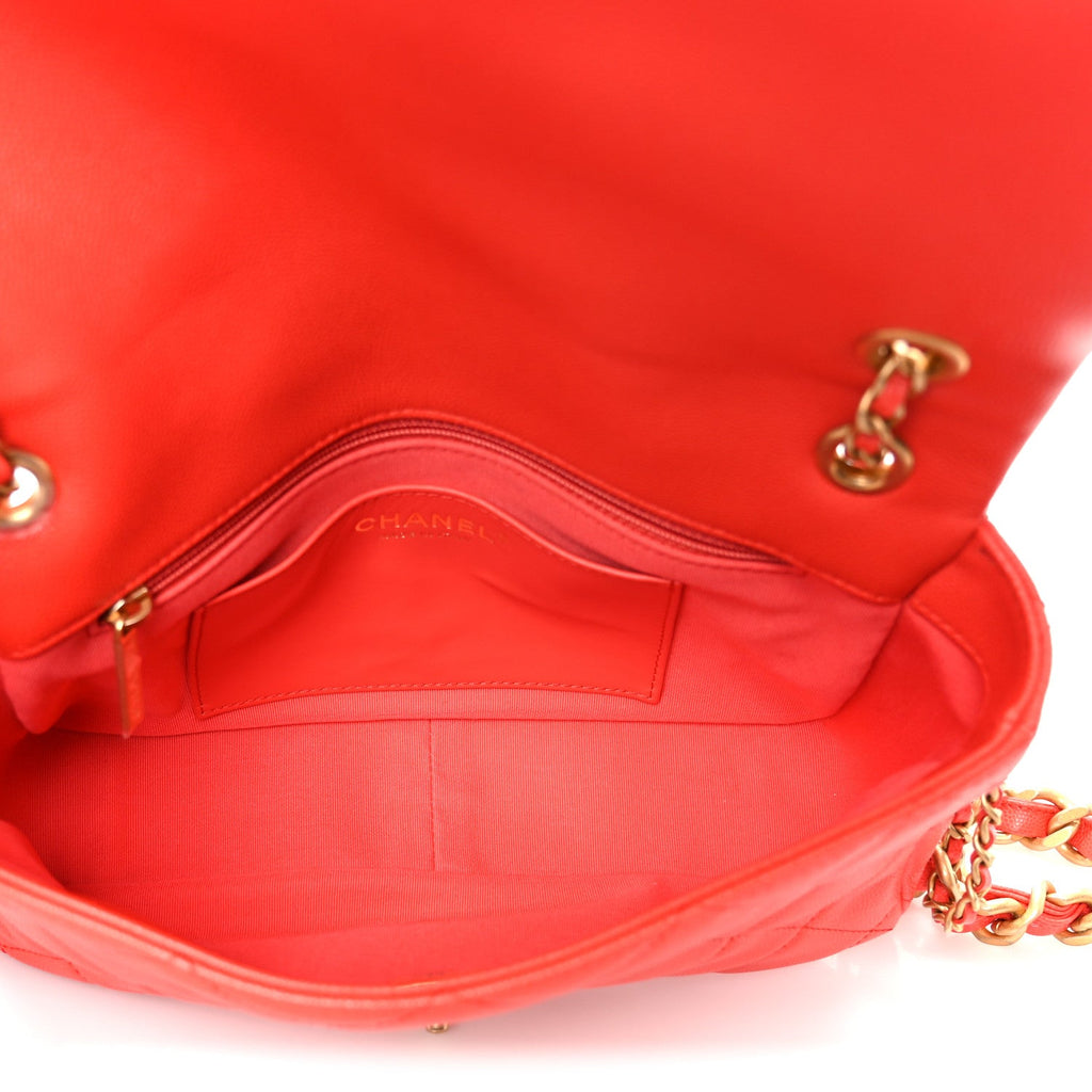Chanel Caviar Quilted CC Melody Single Flap Orange