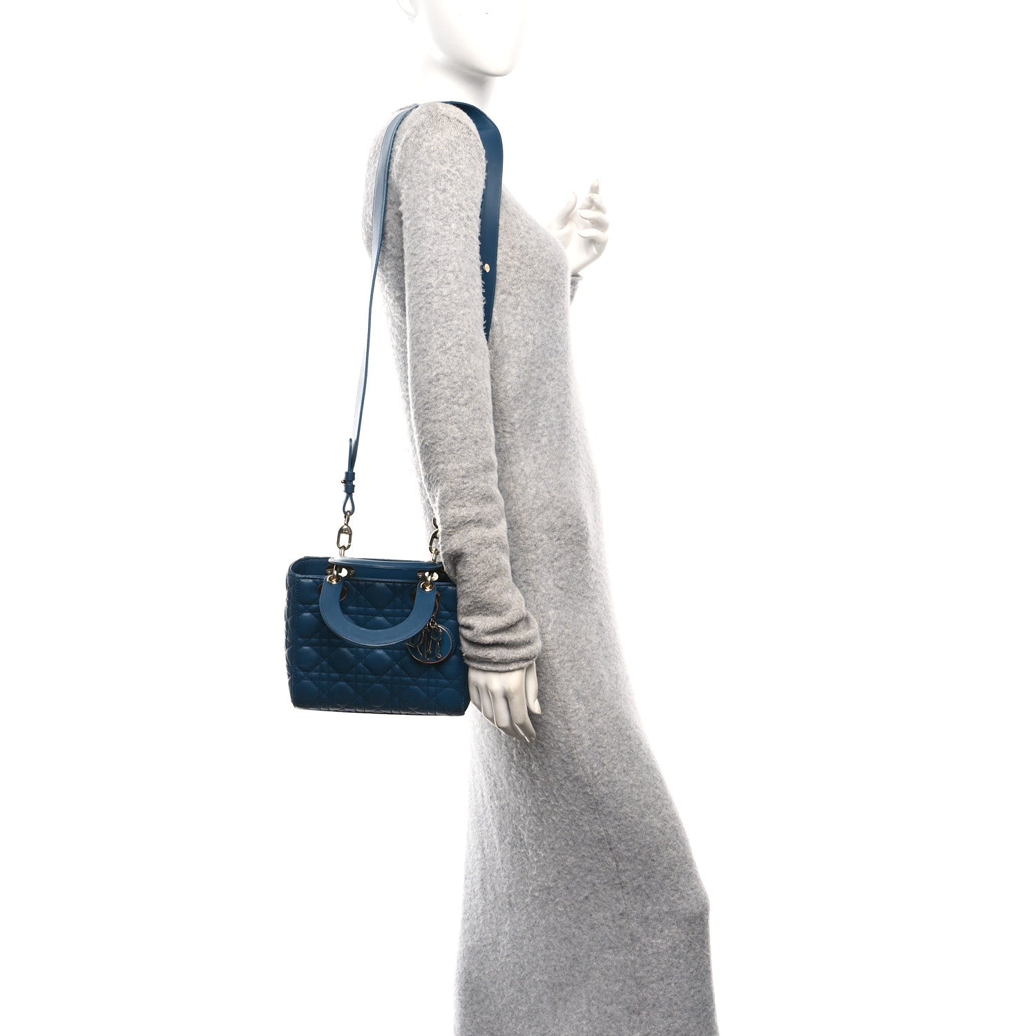 Christian Dior Lambskin Cannage Small My ABCDior Lady Dior Deep Ocean