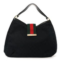 Gucci Monogram Large New Ladies Web Hobo Black