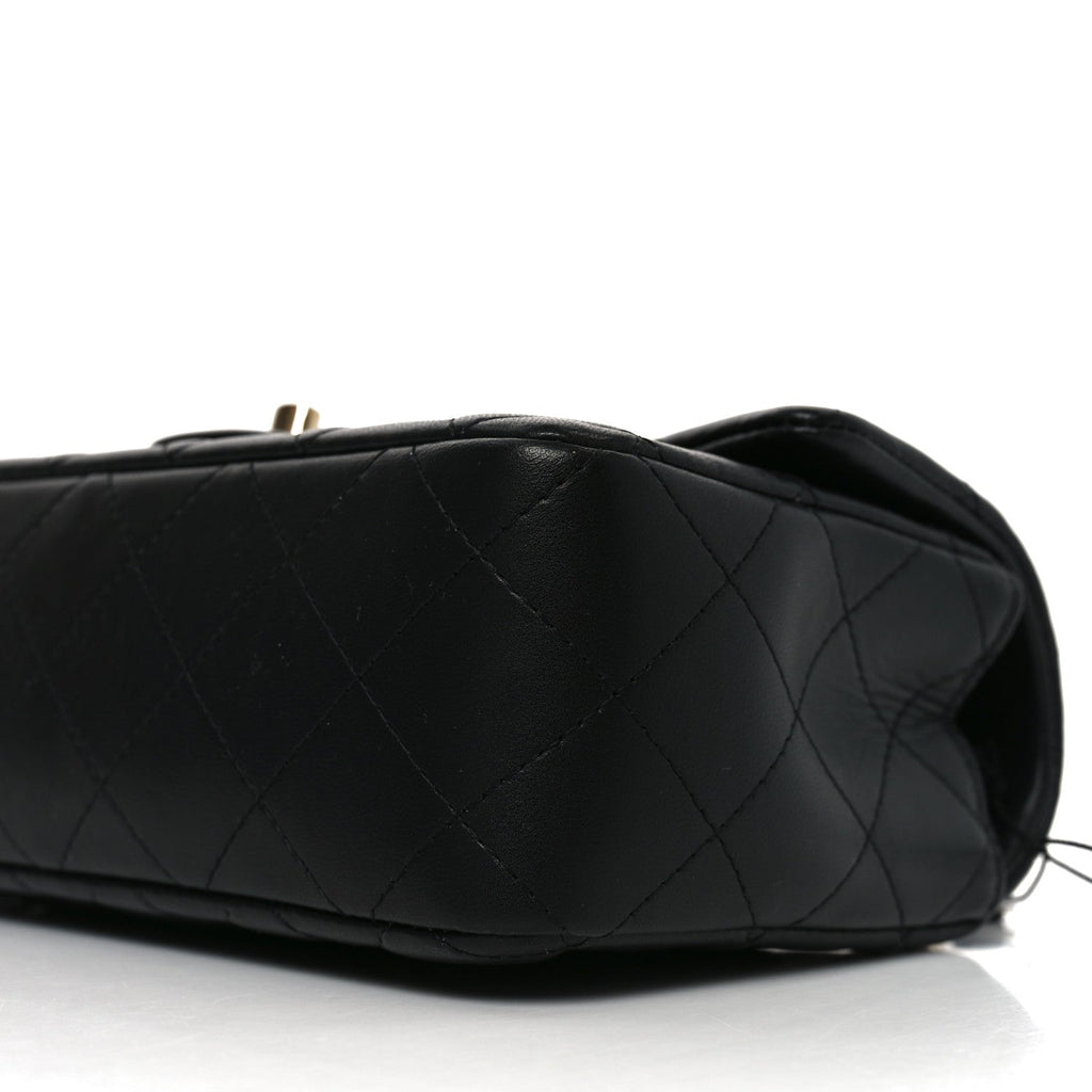 Chanel Lambskin Quilted Mini Rectangular Flap Black