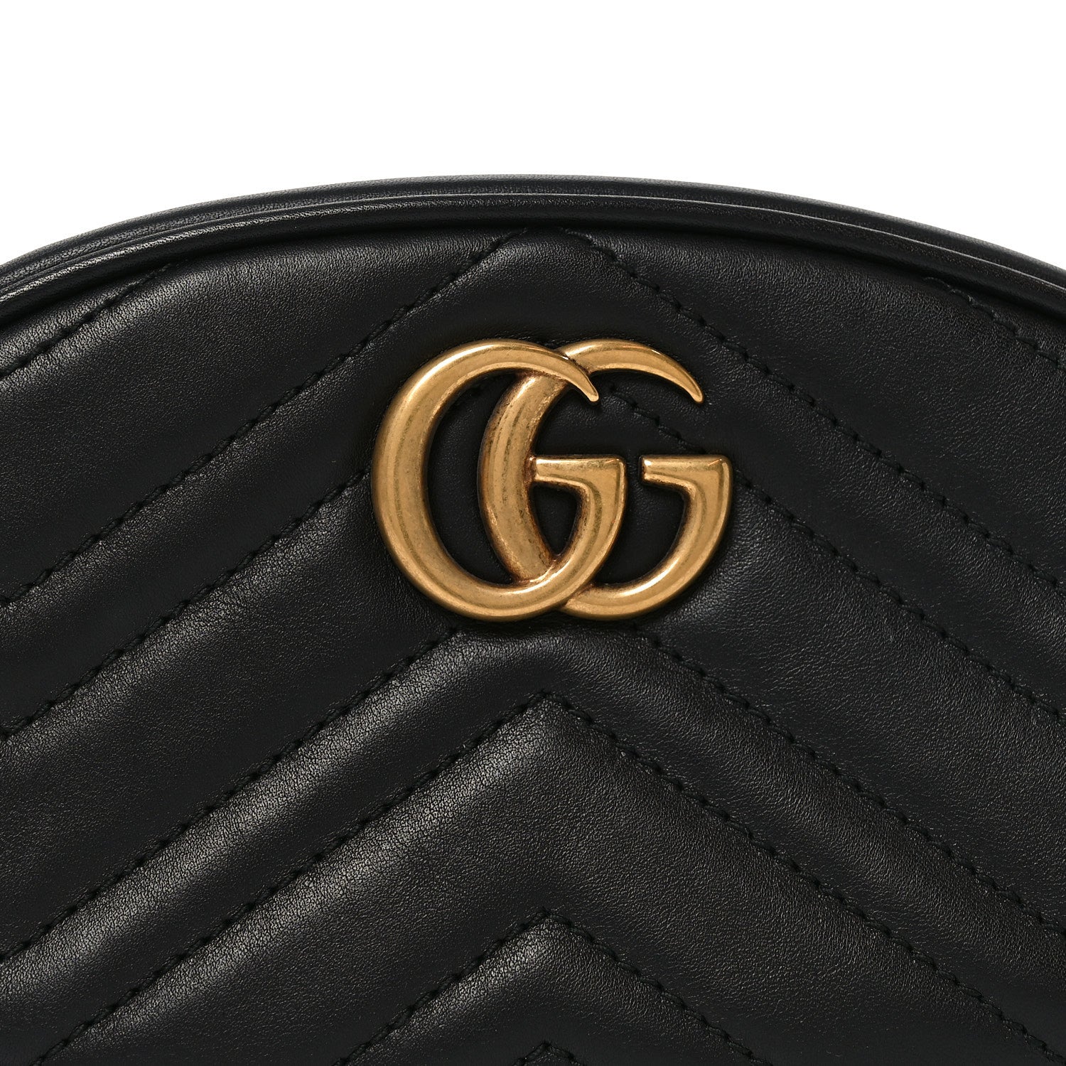 Gucci Calfskin Matelasse GG Marmont Belt Bag 85 34 Black