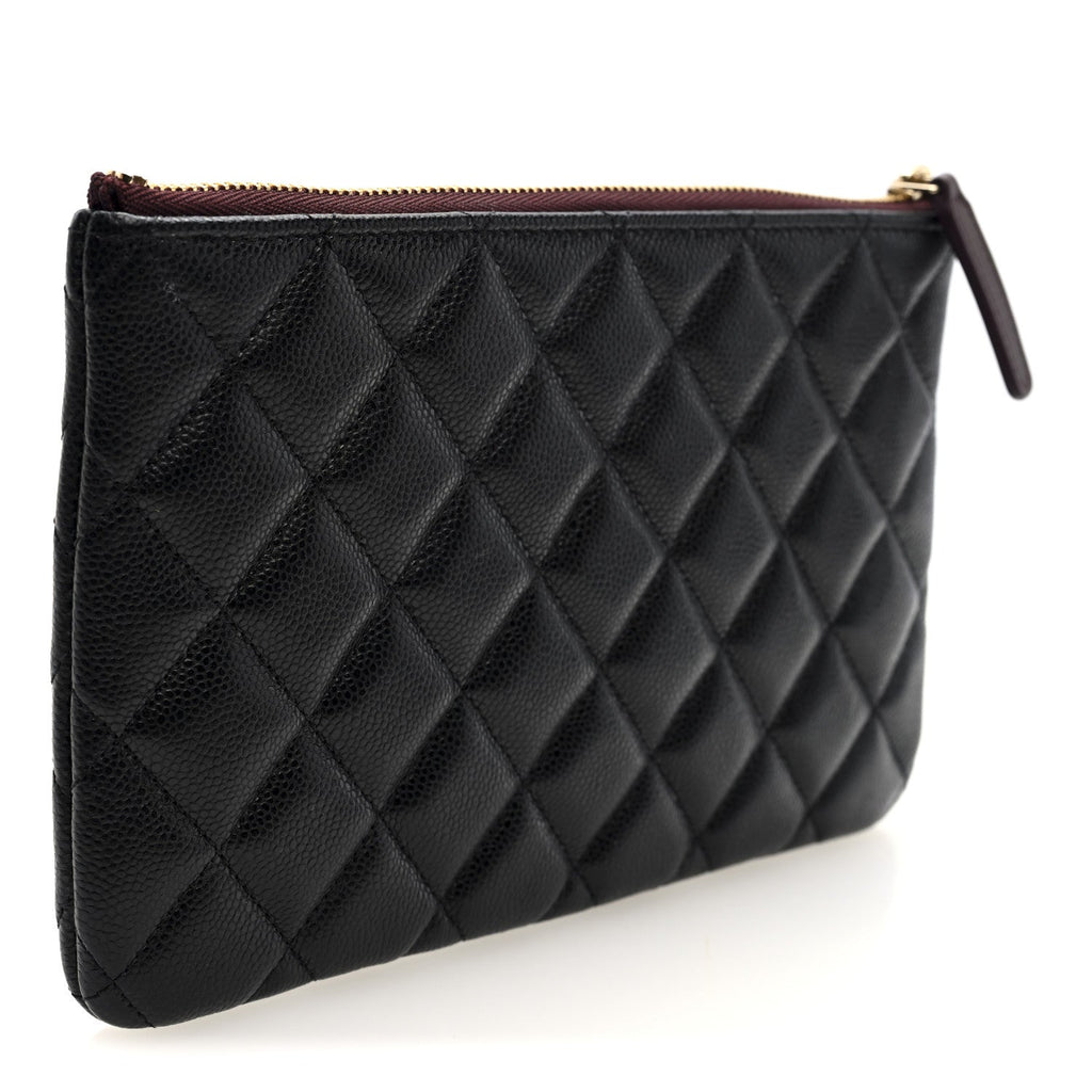 Caviar Quilted Cosmetic Case Black