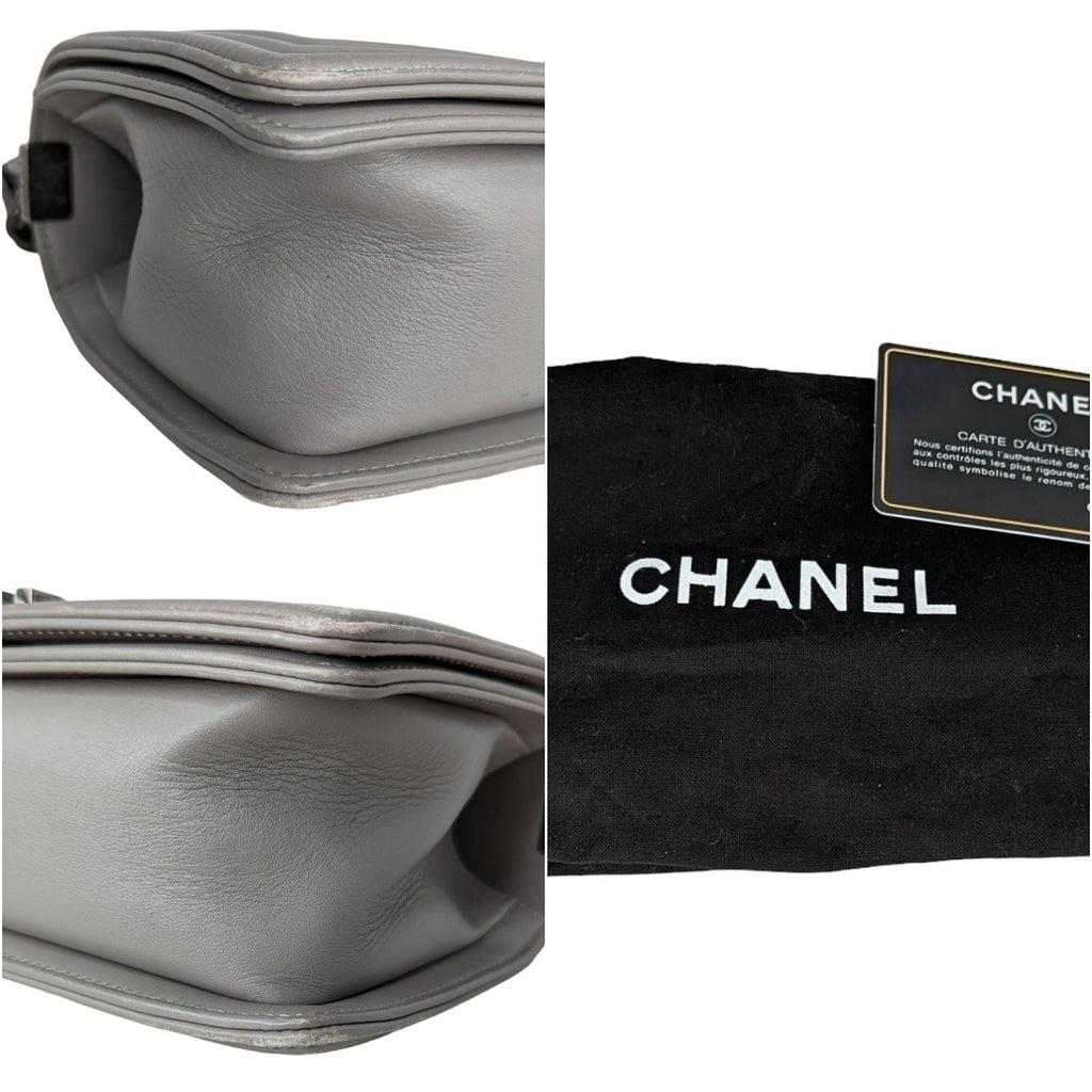 Chanel bag Gray Quilted Calfskin Medium Boy Bag