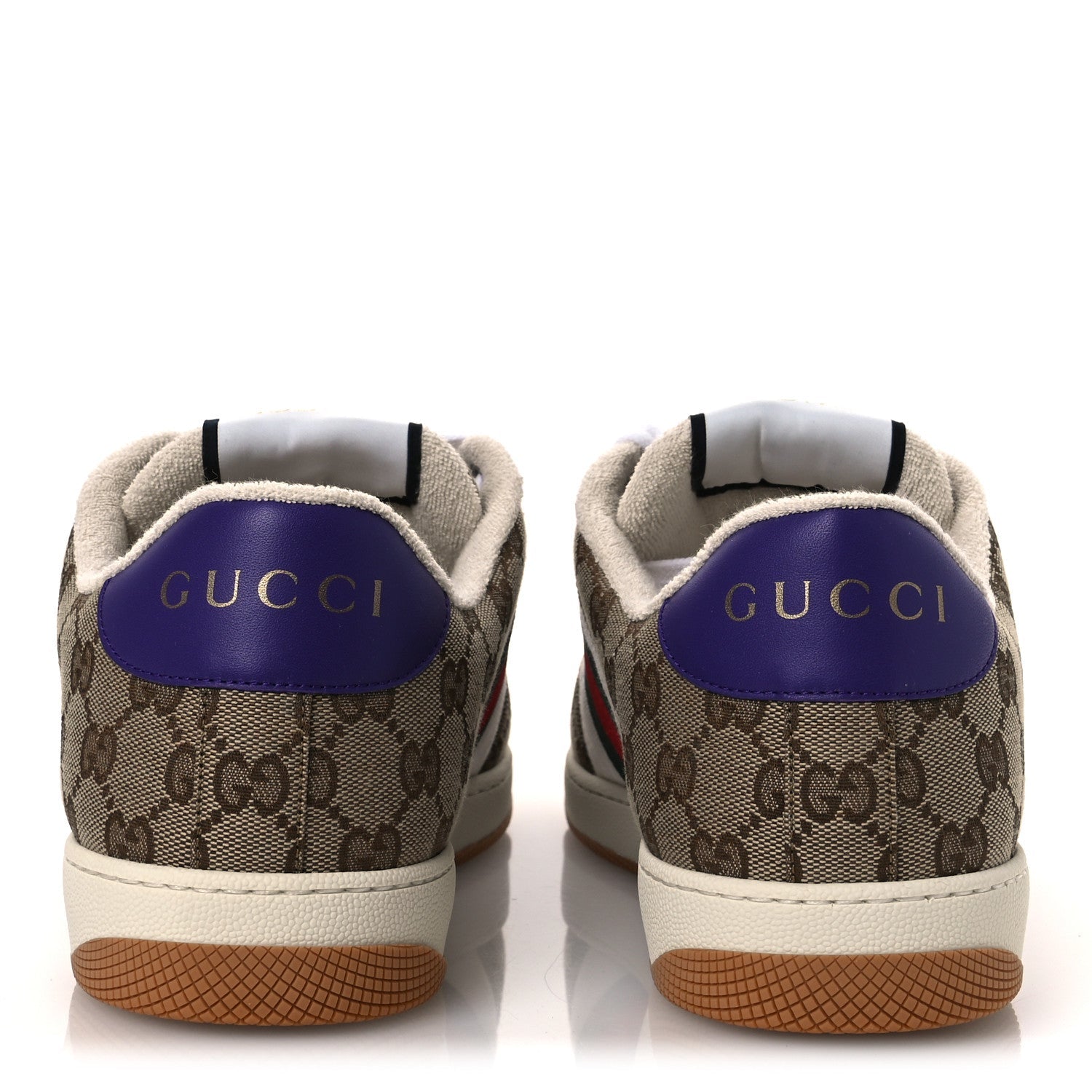 Gucci Calfskin Lame GG Monogram Web Mens Screener Sneakers 10