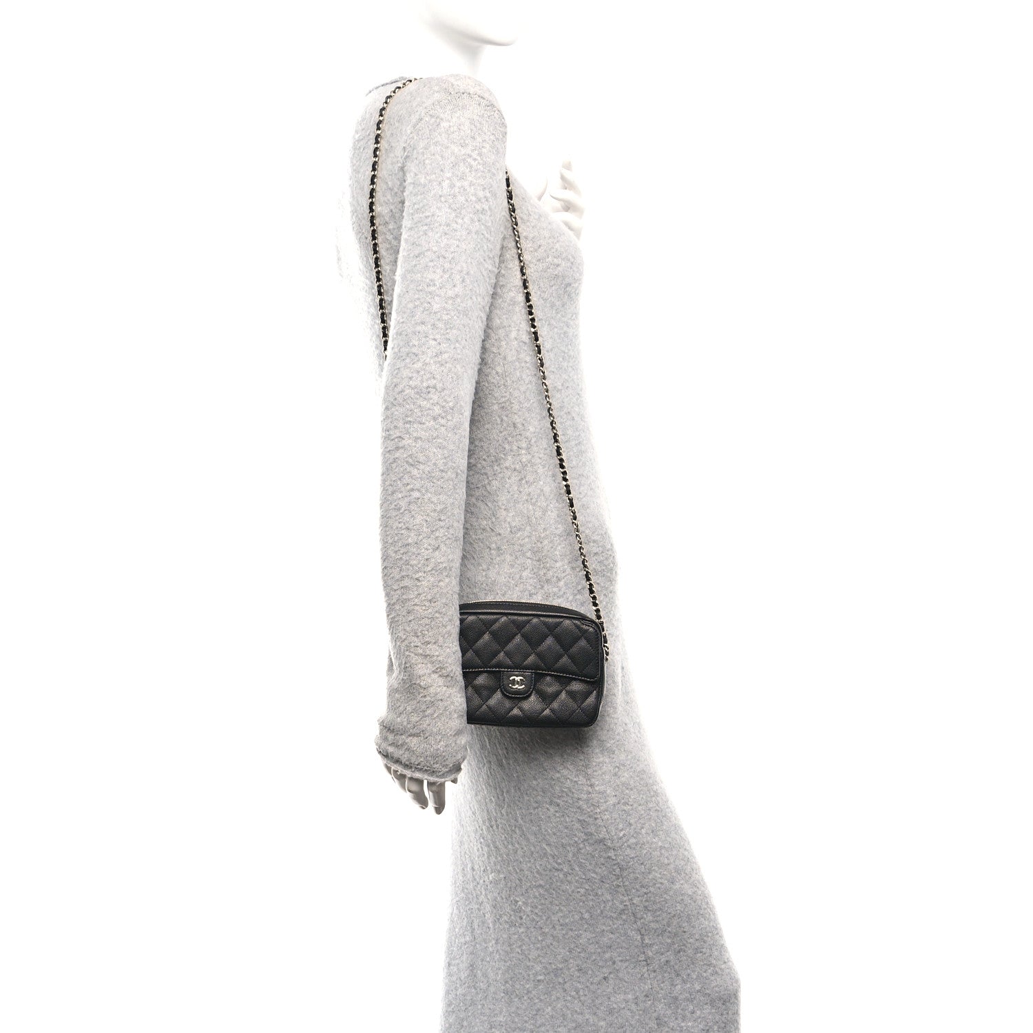 Chanel Caviar Quilted Chain Camera Bag Black