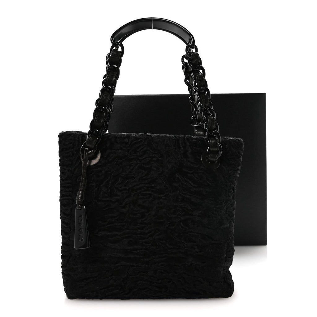 Chanel Persian Lamb Fur Tote Black