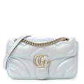 Gucci Iridescent Nappa Chevron Matelasse Small GG Marmont Shoulder Bag Iridescent Snow Light Blue