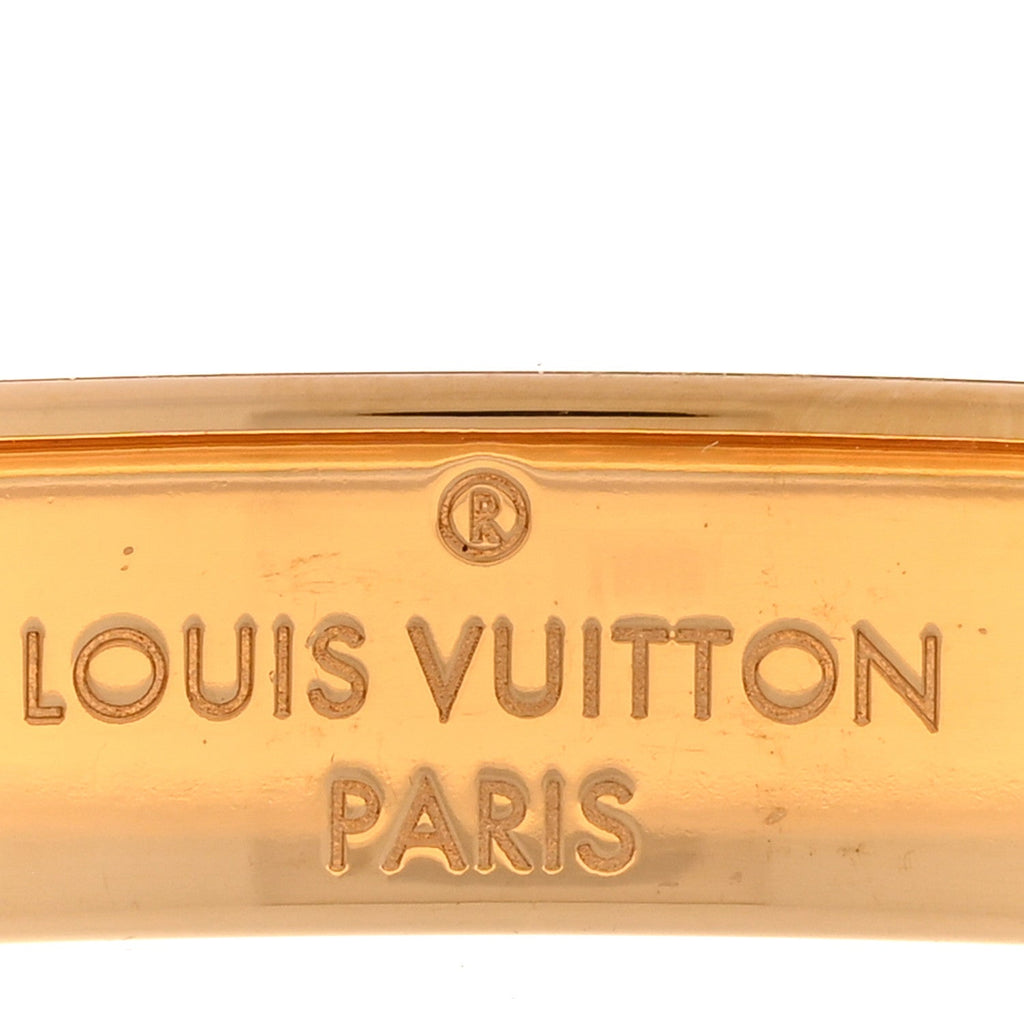 Louis Vuitton Brass Crystal Monogram Nanogram Strass Cuff M Gold