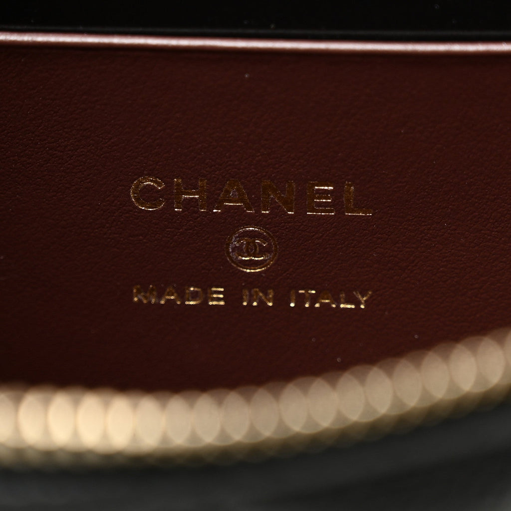 Chanel Caviar Quilted Top Handle Slim Vanity With Chain Black
