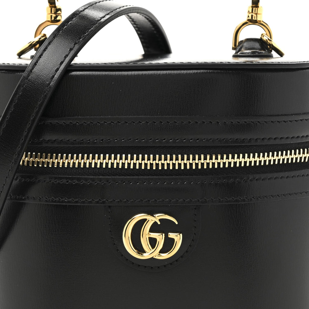 Gucci Calfskin Mini Bamboo Top Handle Shoulder Bag Black