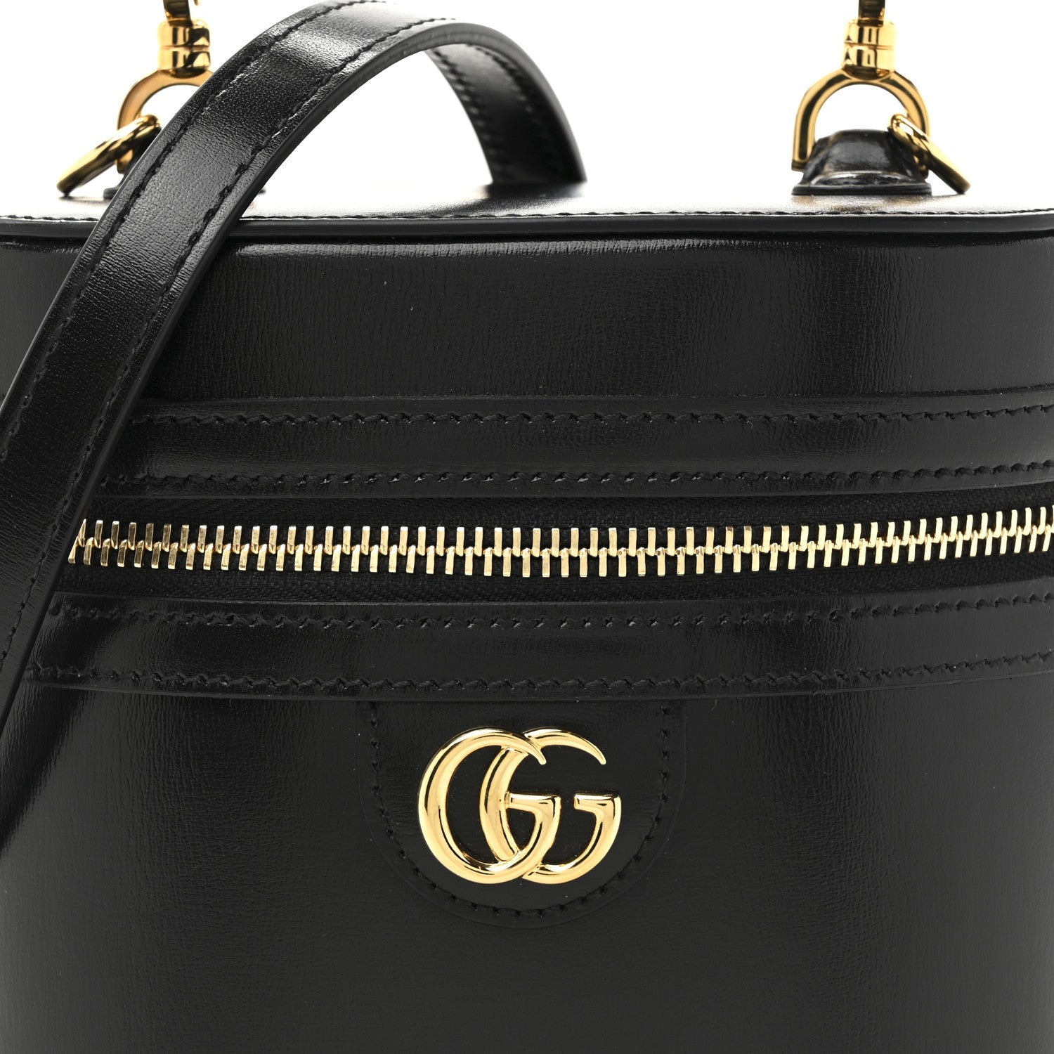 Gucci Calfskin Mini Bamboo Top Handle Shoulder Bag Black
