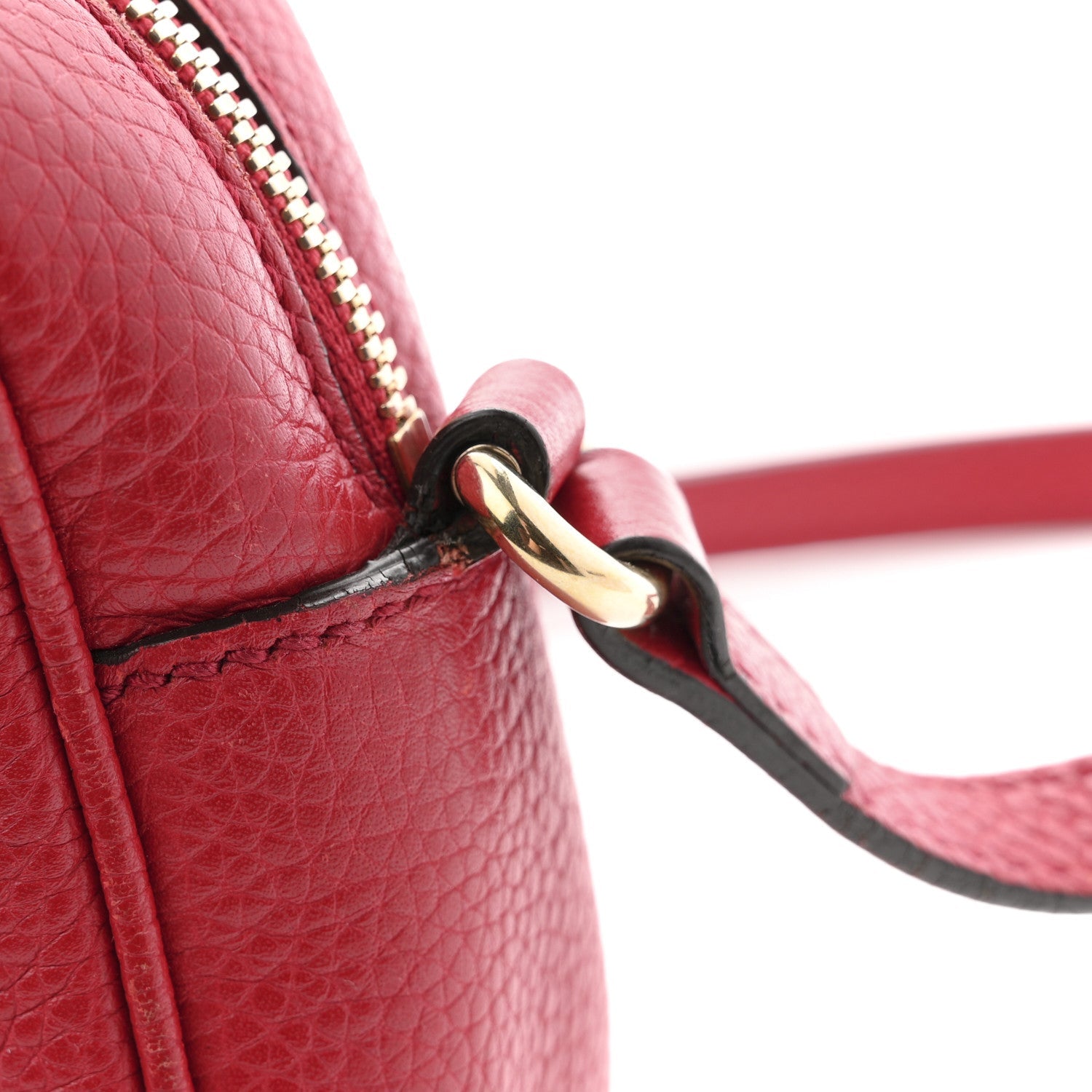 Gucci Pebbled Calfskin Small Soho Disco Bag Tabasco Red