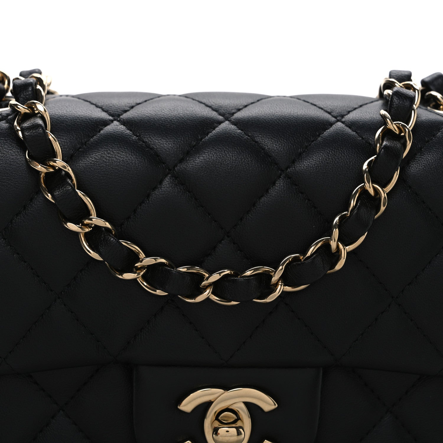 Chanel Lambskin Quilted Mini Rectangular Flap Black