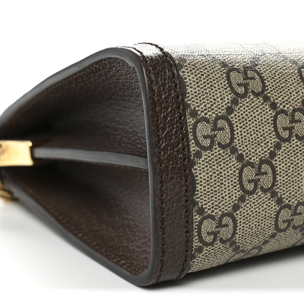 Gucci GG Supreme Monogram Web Small Ophidia Chain Shoulder Bag Brown